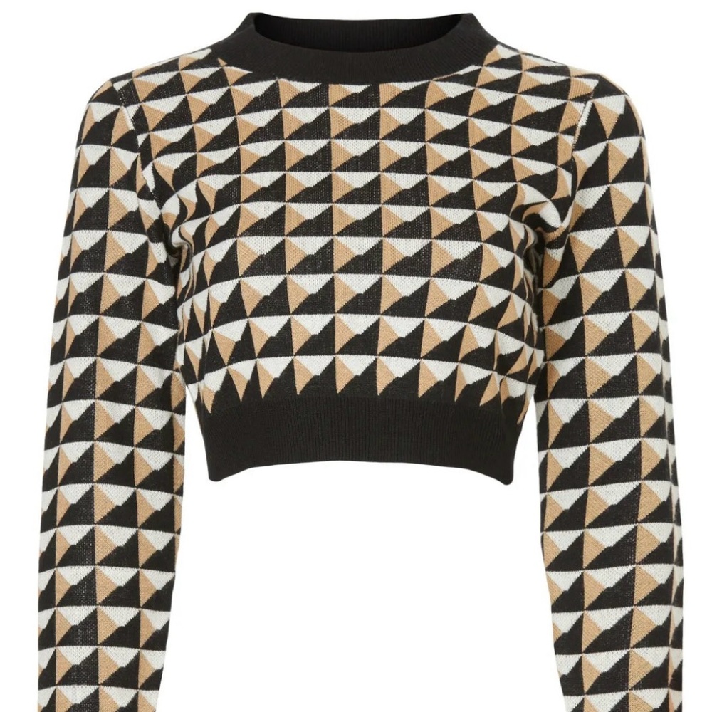 Geometric Patterned Crew Neck Sweater - Picture 2 of 3